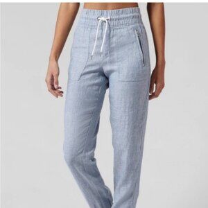 Athleta Cabo Linen Womens Jogger Light Chambray Blue Size 2 Petite 2P
